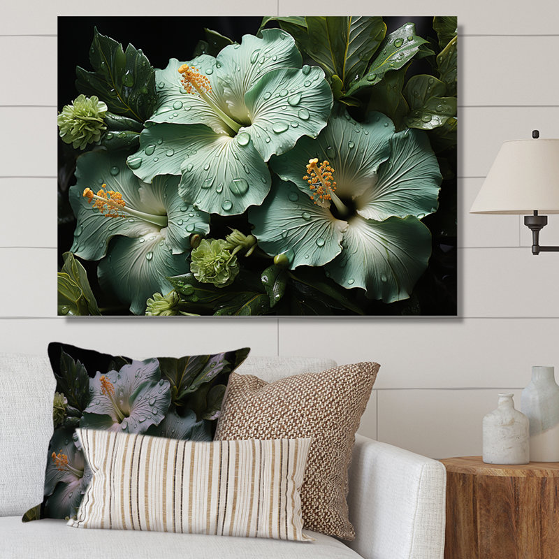 «Green Hibiscus Realistic Splendor I», reproduction sur toile, Toile tendue, H 34 po x l 44 po x P 1,5 po