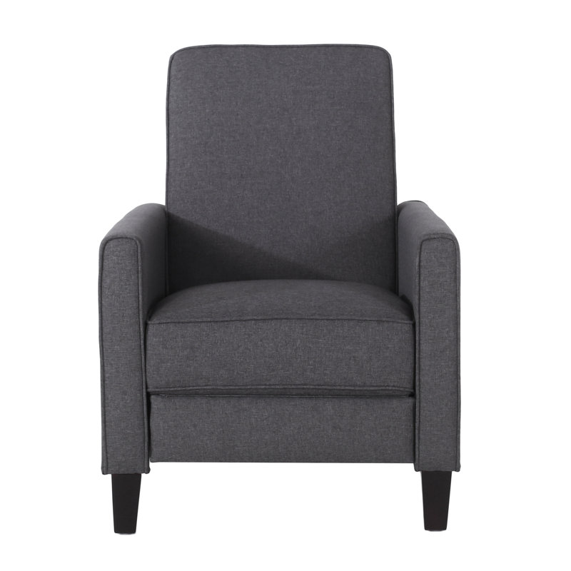 Cantalupo 26.75" W Manual Push Back Upholstered Club Recliner, Smoke Polyester