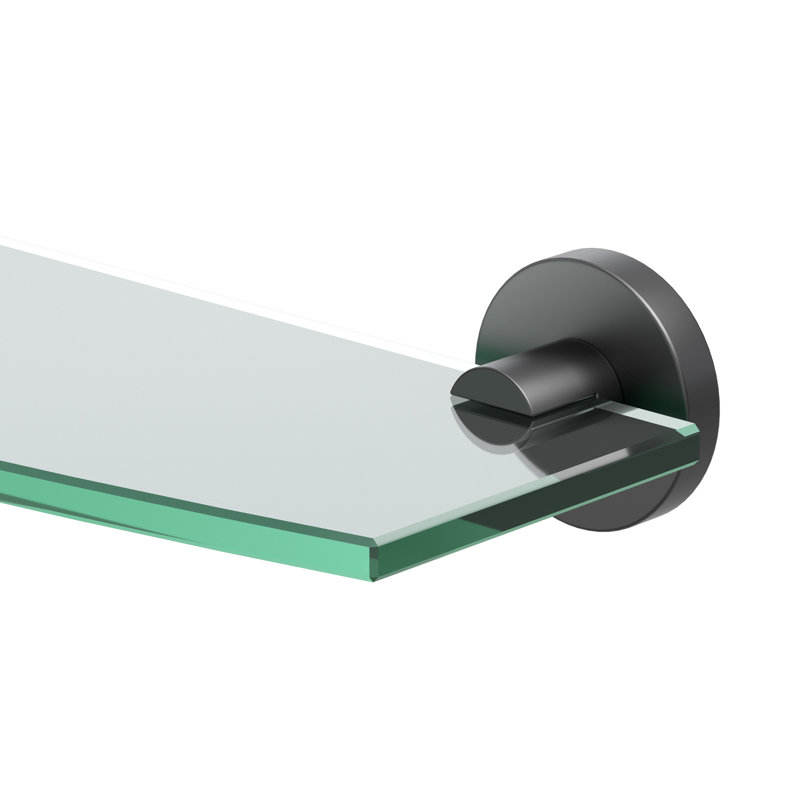 Gatco Reveal Wall Mounted Curved Tempered Glass Shelf | Floating Glass Shelf, Matte Black