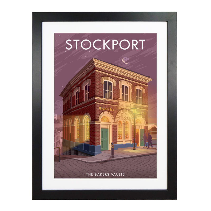 Baker's Vaults Stockport - Print, 50cm H x 40cm W x 3cm D, Black Framed
