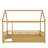 Twin Size Floor Wooden Bed With House Roof Frame,Fence Guardrails,