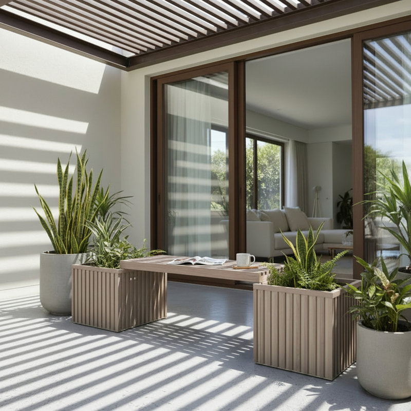 Banc de jardinière Grove - Brun cendré