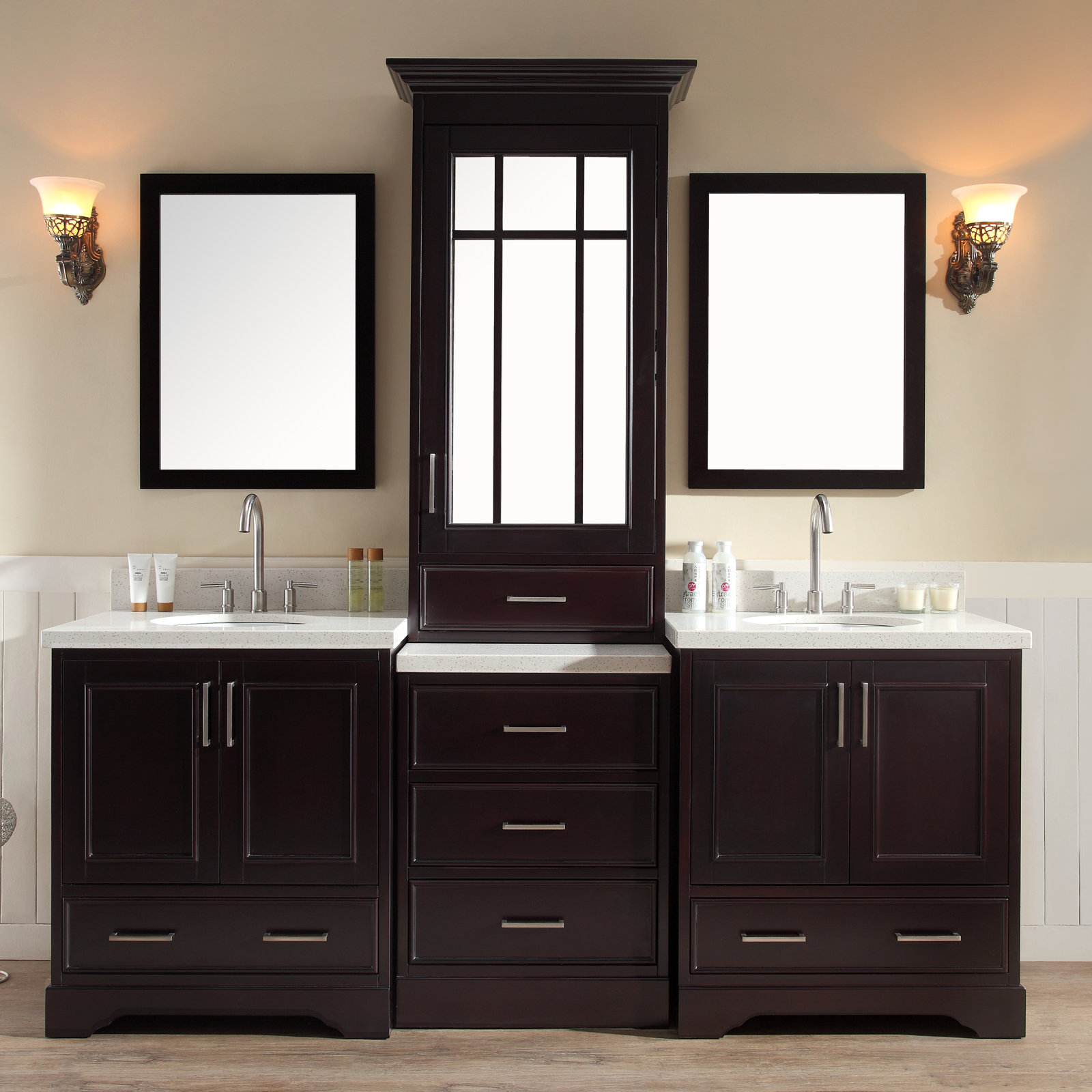 Buckhorn 85'' Double Bathroom Vanity, Espresso