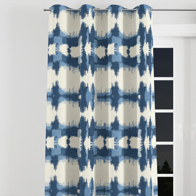Modern Window curtains - Blue Horizon Ikat Grommet Curtain - 1 Panel