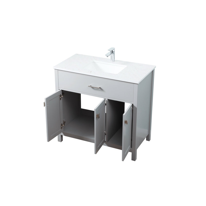 Ensemble de meuble-lavabo simple 36 po avec dessus en marbre Harrison, Gris