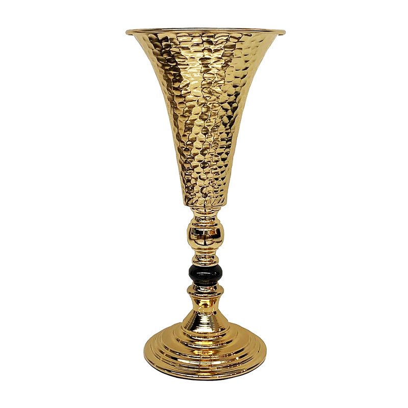 PORTE-BOUGIE EN MÉTAL DORÉ ET NOIR, H 16,9 po x l 6,5 po x P 6,5 po