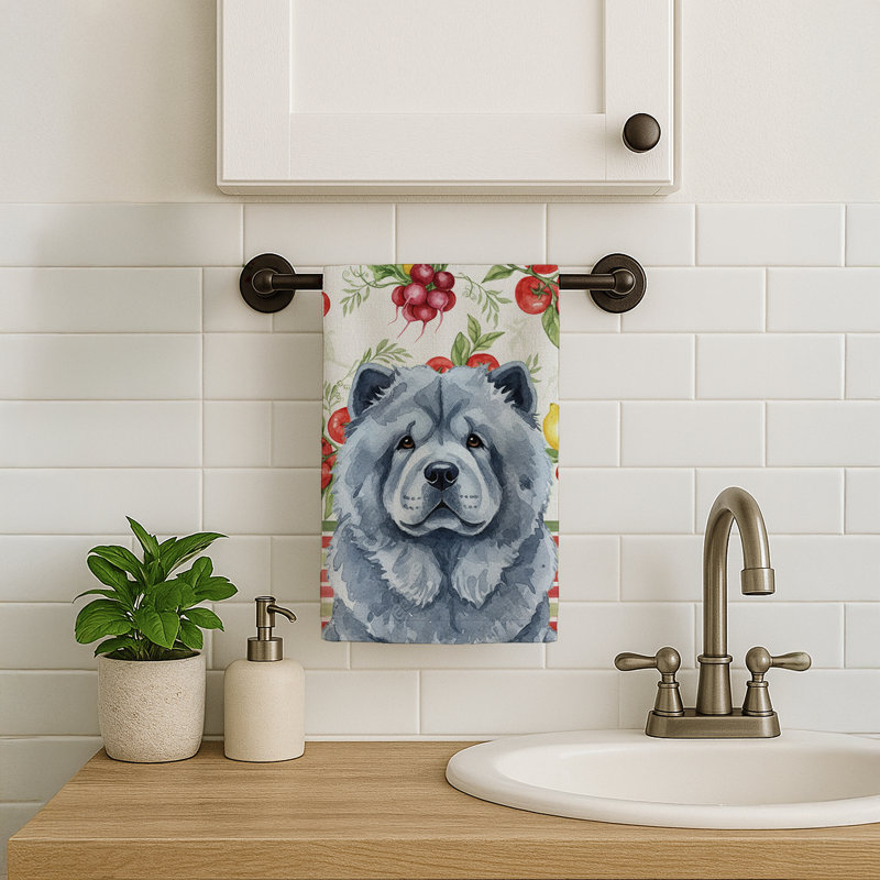 Blue Chow Chow Vegetables Kitchen Towel, Blue Chow Chow