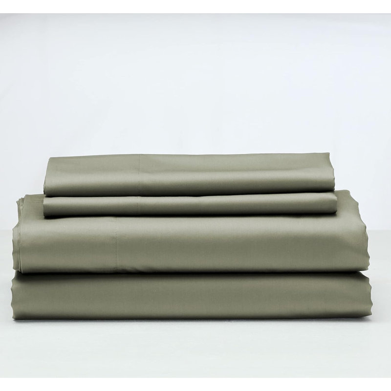 Cuddledown Heritage Sateen Sheet Set, Queen Sheet Set with 2 Pillowcases, Grove