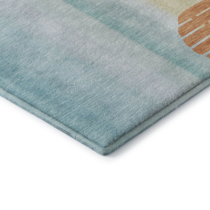 Premium Machine Washable Cerrito AMF146 Blue Rug, Rectangle 9' x 12'