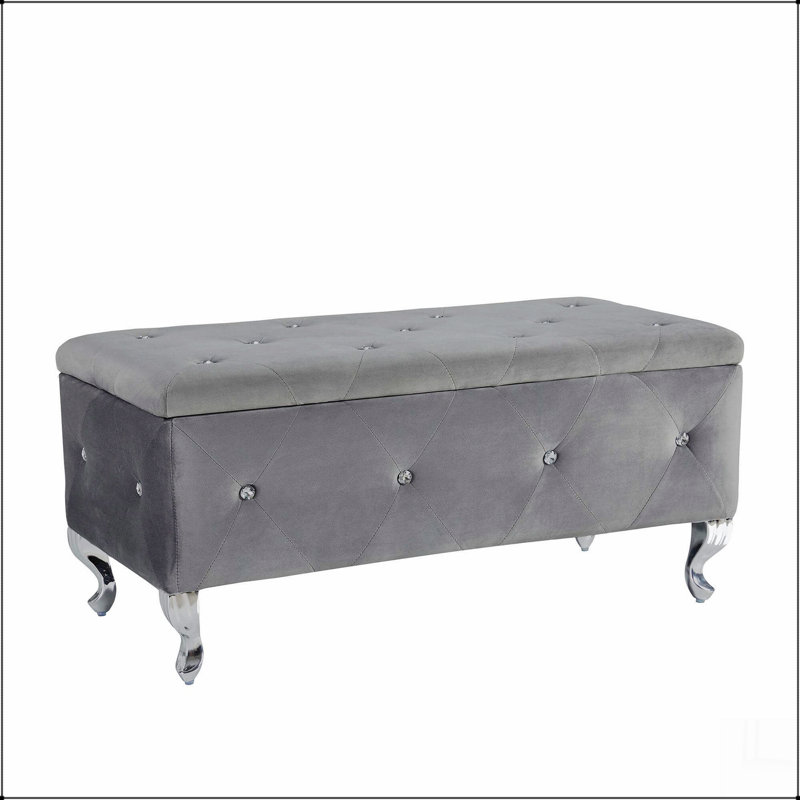Banc de rangement capitonné avec repose-pieds pour la chambre à coucher