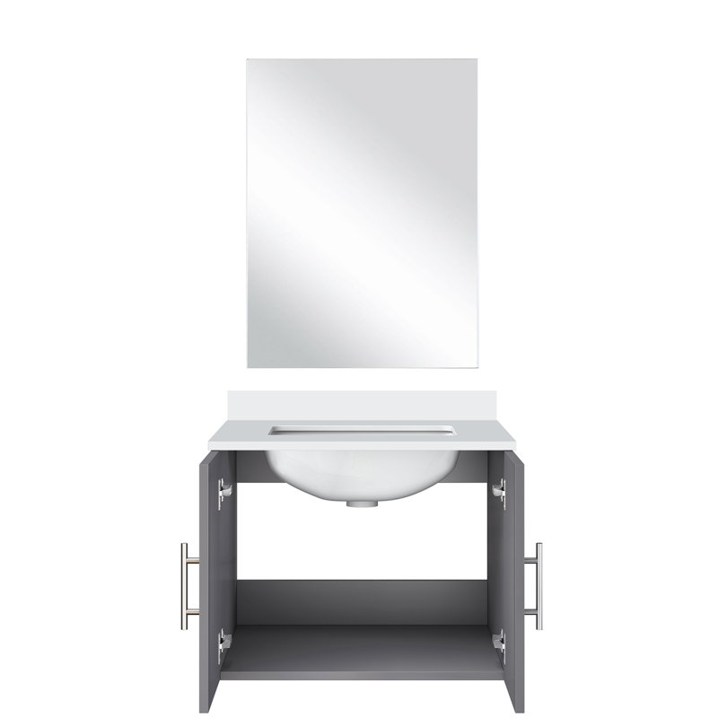 Meuble-lavabo de salle de bain gris foncé - 24 po L 22 po x P 22 po, comptoir en marbre, miroir inclus et salle de bain fonctionnelle avec 18 tiroirs à profondeur de culture en profondeur