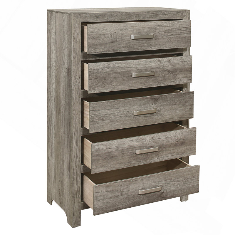 Mobilier de chambre à coucher de style rustique transitionnel avec finition grise vieillie et tiroirs