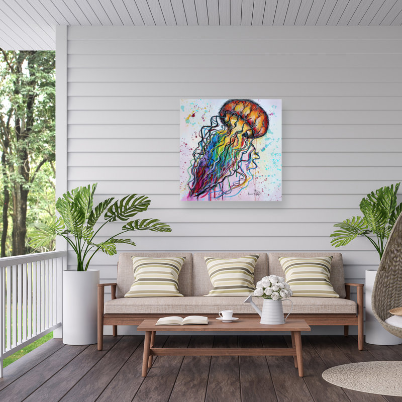 Toile pour l'extérieur Karrie Evenson Jellyfish, H 14 po x l 14 po