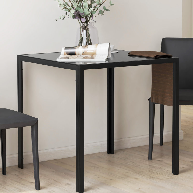 Glass Top Metal Base Dining Table