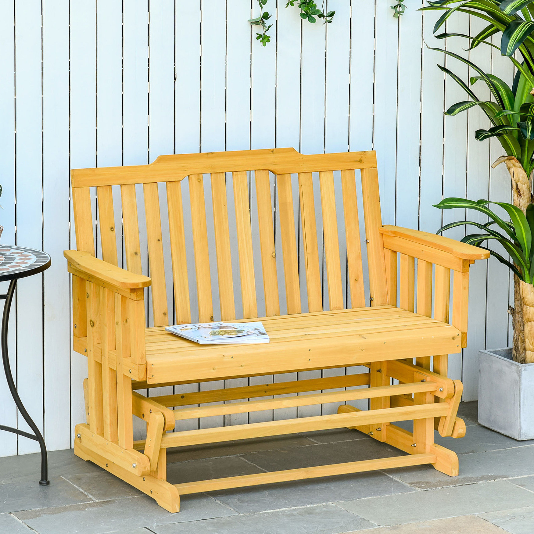 Ophelia & Co. Garden Porch Swing Glider With Breathable Wood Surface