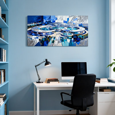 Scenic & Cityscapes Abstract Geometric Blue Water Fountain Architecture