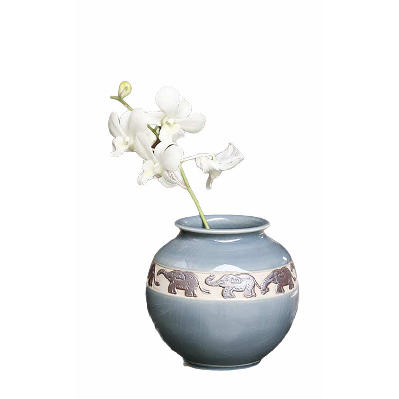 Anneau d'éléphant rose Bungalow, vase en céramique Celadon