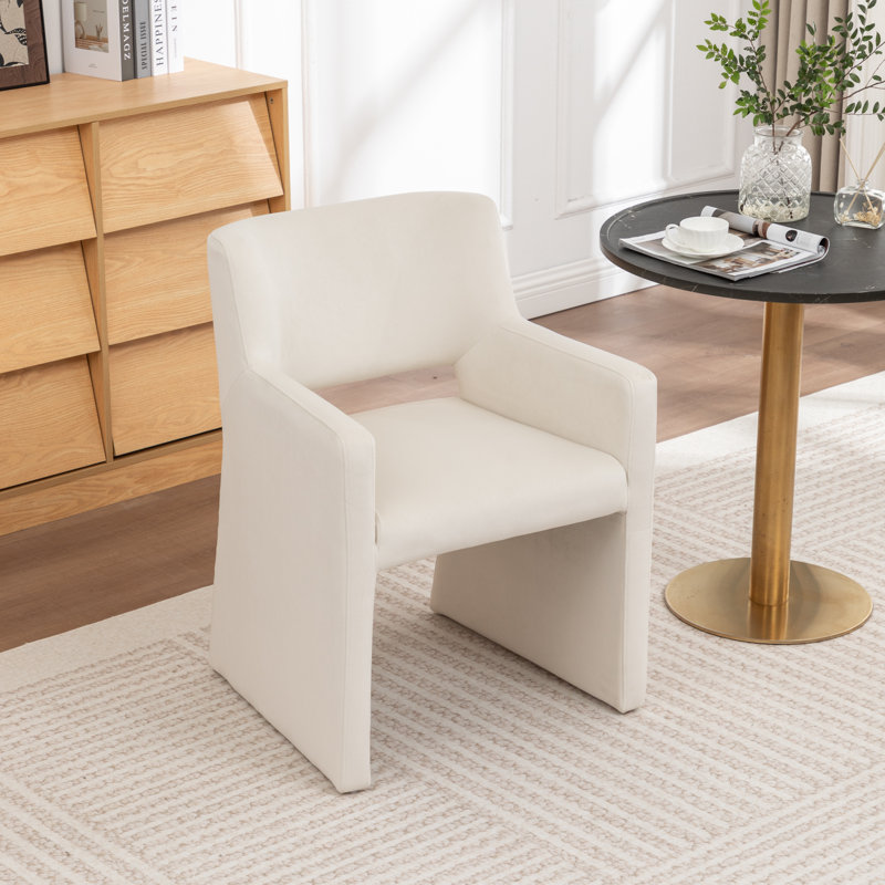 Chaise rembourrée en velours Hambrook, Beige