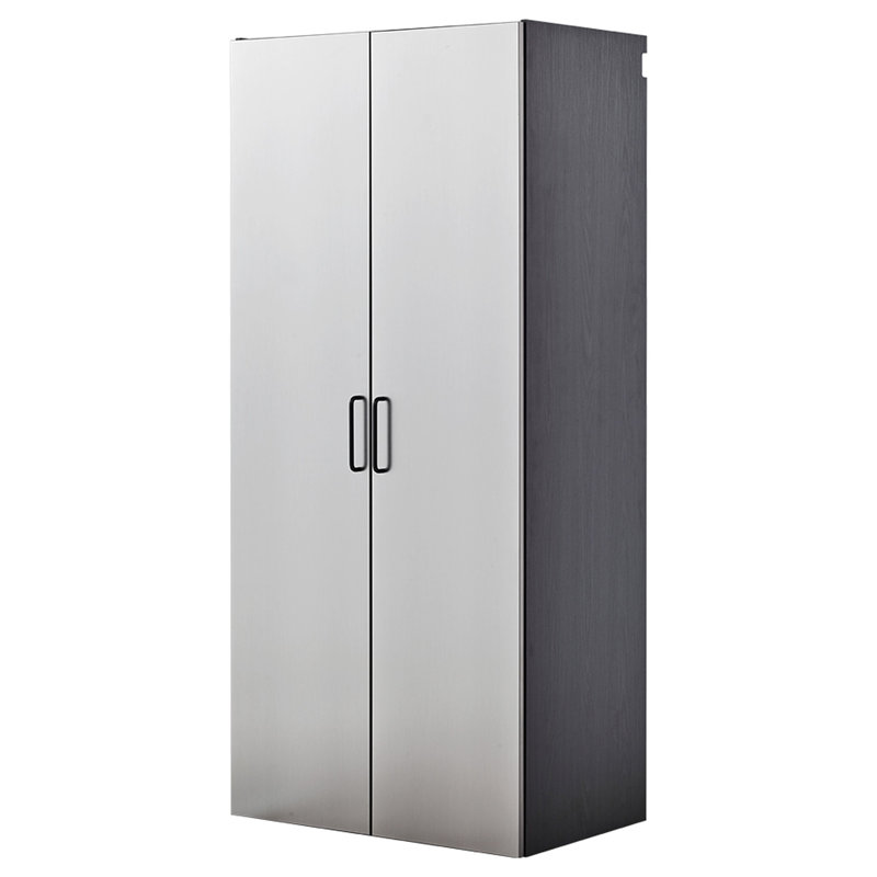 32 po L x P 79 H 20 P Armoire de rangement murale contemporaine, couleur gris métallique, tiroirs, résistance à l'eau et à la chaleur, bande de chant à double épaisseur, qualité E0, tablette à mesure, support robuste