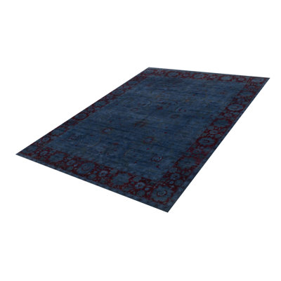 One of kind Hand-Knotted Vibrance Blue Rug 8'10" x 11'10"