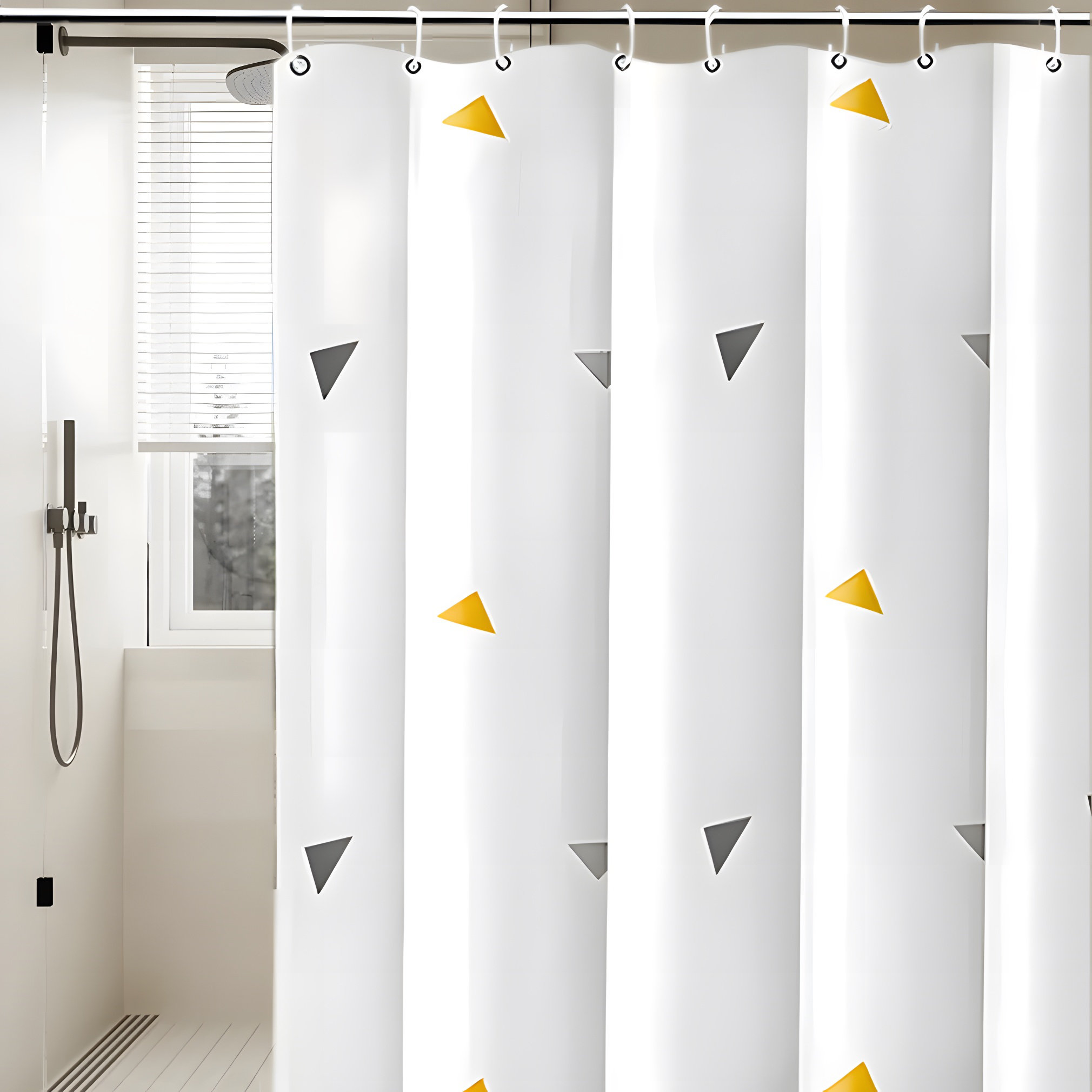 Noir et Blanc Rideau de Douche Palmiers Feuilles Paysage Salle de Bain décor Rideaux Polyester Tissu étanche avec Crochets 180x183cm/WxL
