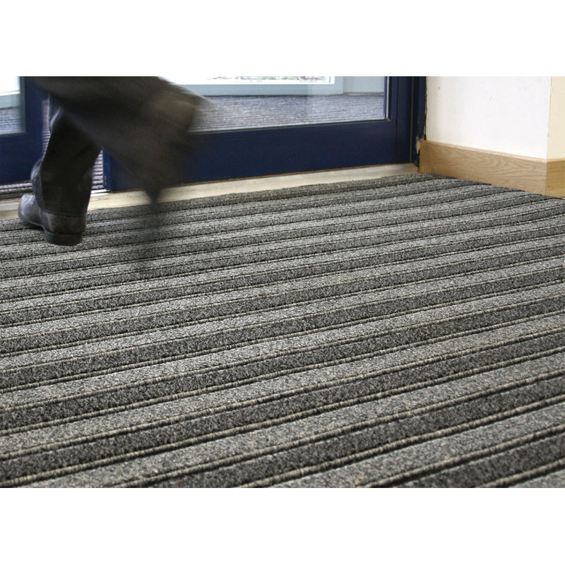 Markowitz Non-Slip Indoor Doormat, Rectangle 90 x 150cm, Black/Grey