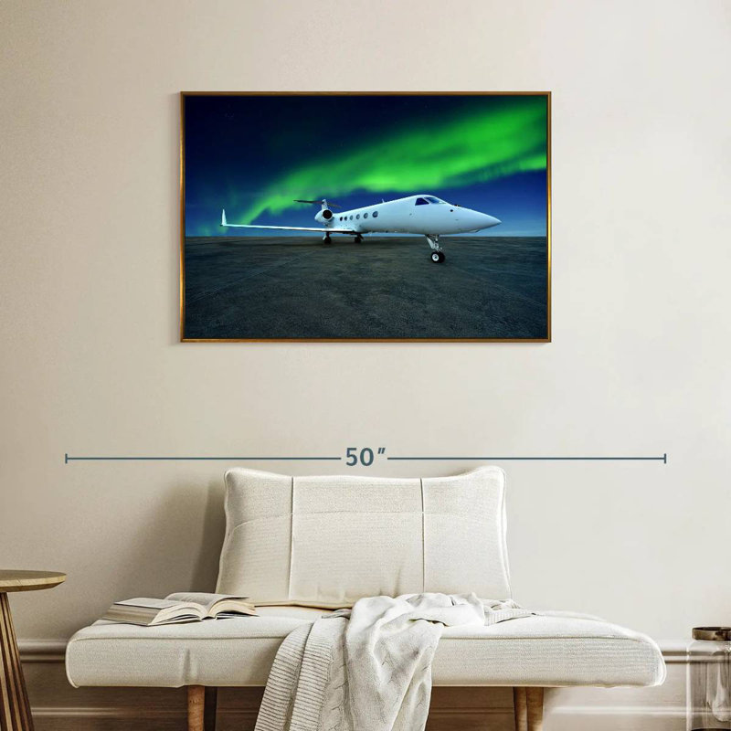 Avion Northern Lights, Cadre flottant doré, 37 po x 25 po