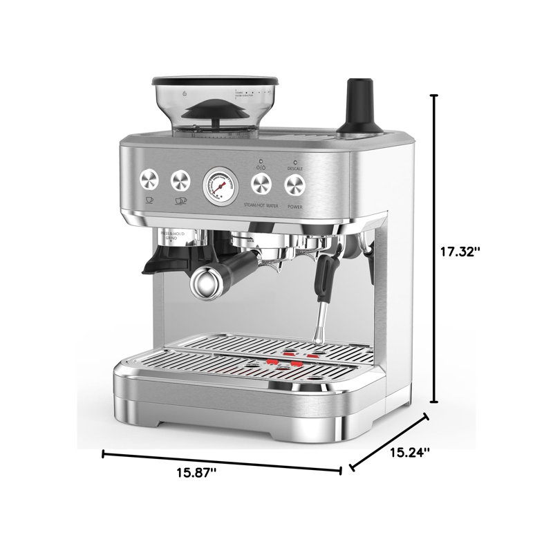 Machine à café en acier inoxydable plaquée argent, machine à café en grains, machine à café en grains, machine à expresso