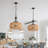 Boho Hemp Rope Pendant Light, Hand-Woven Jute Hanging Lamp with Adjustable Chain, Natural Rope Shade Ceiling Light Fixture for Kitchen Island, Dining Room, or Entryway (Bulb Not Included) 