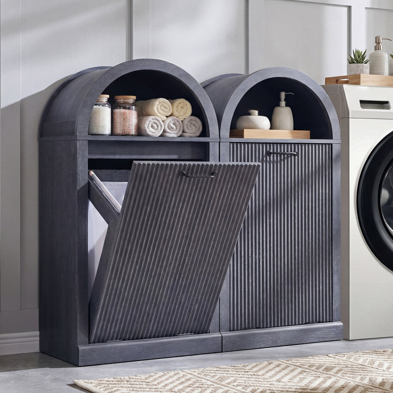 Ensemble de 2 paniers à linge arqués Modern Tilt Out, Gris, 2