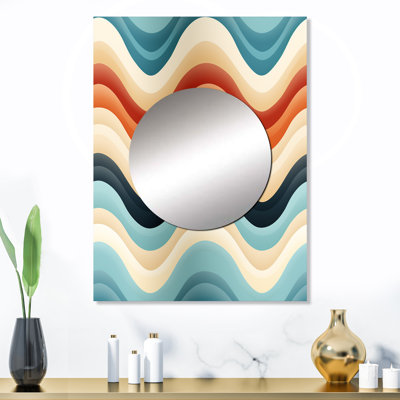«Montasia Beige and Blue Coastal Chevron Serenity», miroir mural chevron décoratif