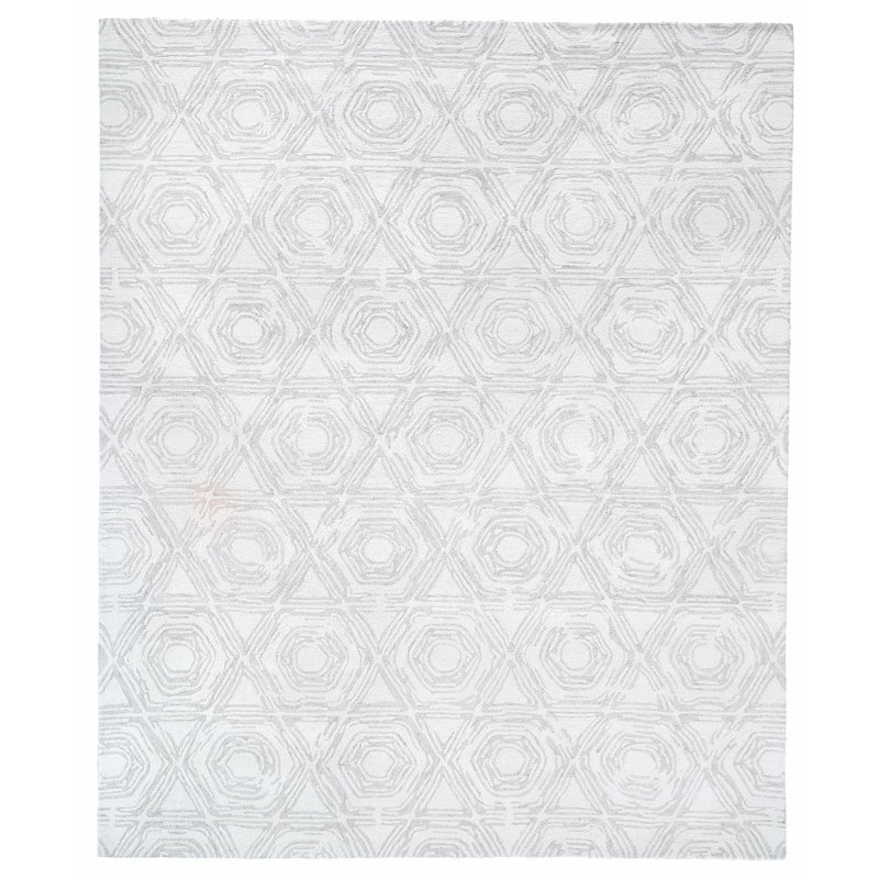 Caprice Wool Geometric Area Rug, Rectangle 12' x 15', Ivory/Silver