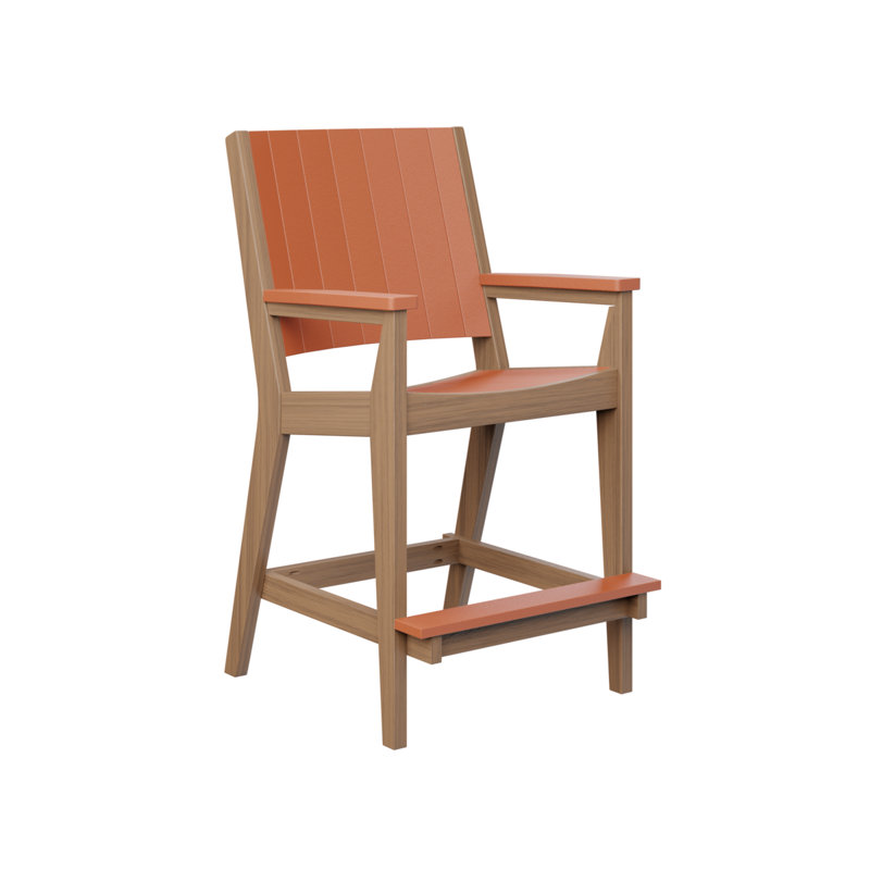 Fauteuil de bar Berlin Chat, Orange mangue, Acajou antique