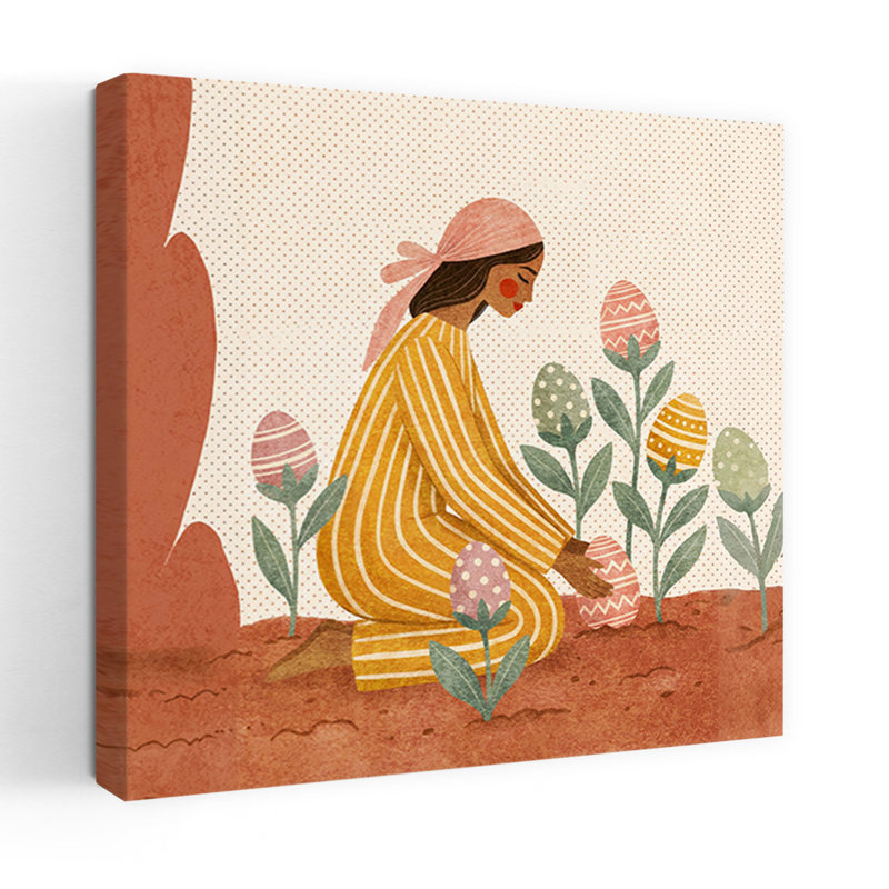 «Whimsical Egg Garden Colorful Dreamy Peaceful Nature Spring», impression murale, 24" H x 24" W