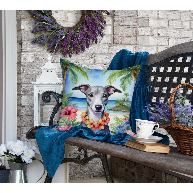 Whippet Luau Throw Pillow, 18"H x 18"W