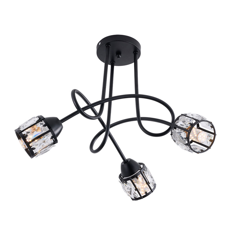 Glass Flush Mount, Black / Matte Black