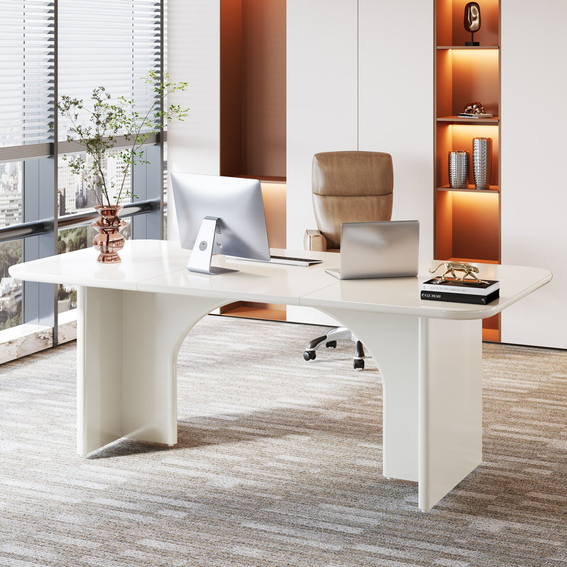 Ebern Designs Hadlock 63'' W Rectangle Executive Desk & Reviews | Wayfair