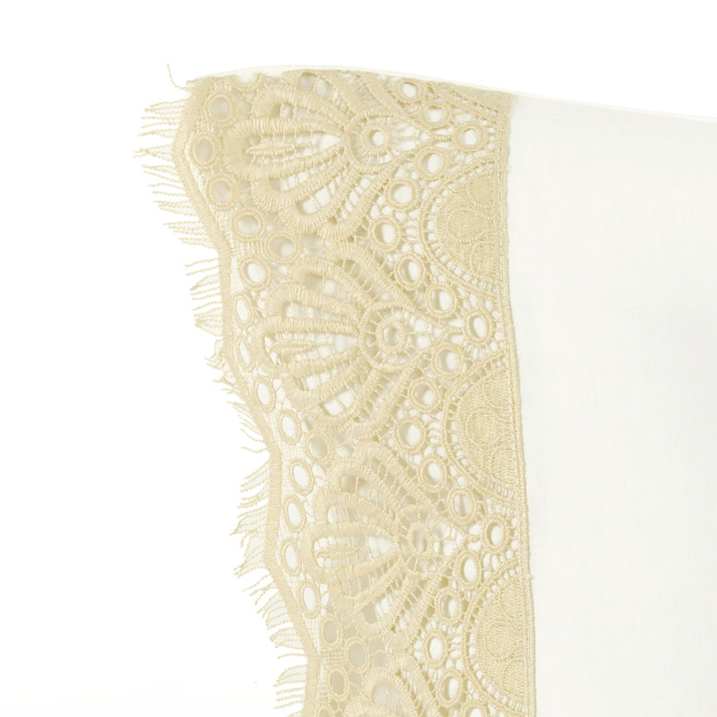Scalloped Lace Duvet Cover Beige 3Pc Set, Queen Duvet Cover + 2 Standard Shams