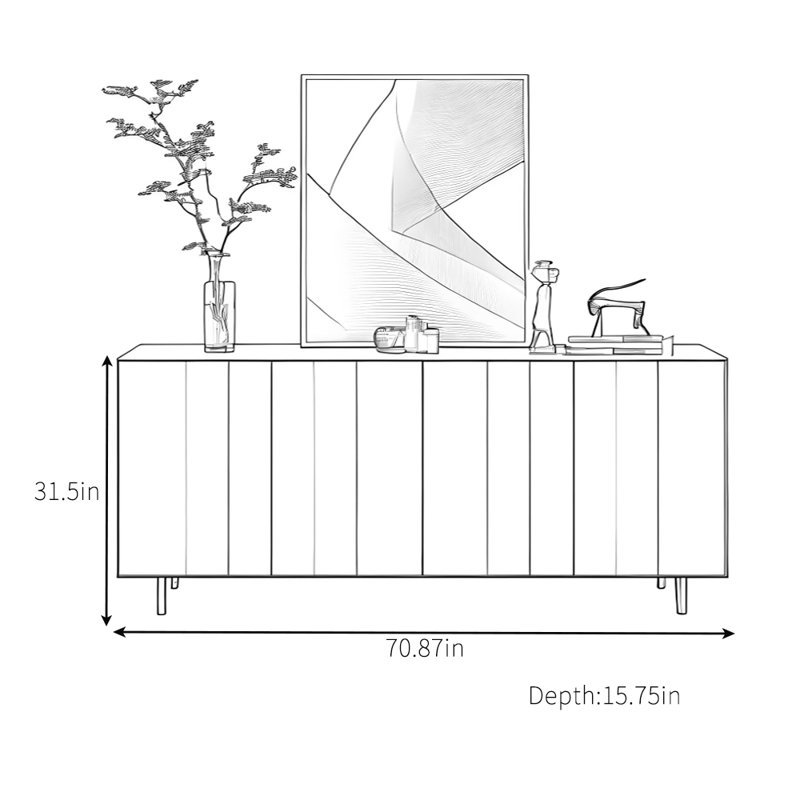 Modern Simplicity Sideboard, 31.5" H x 70.87" W x 15.75" D