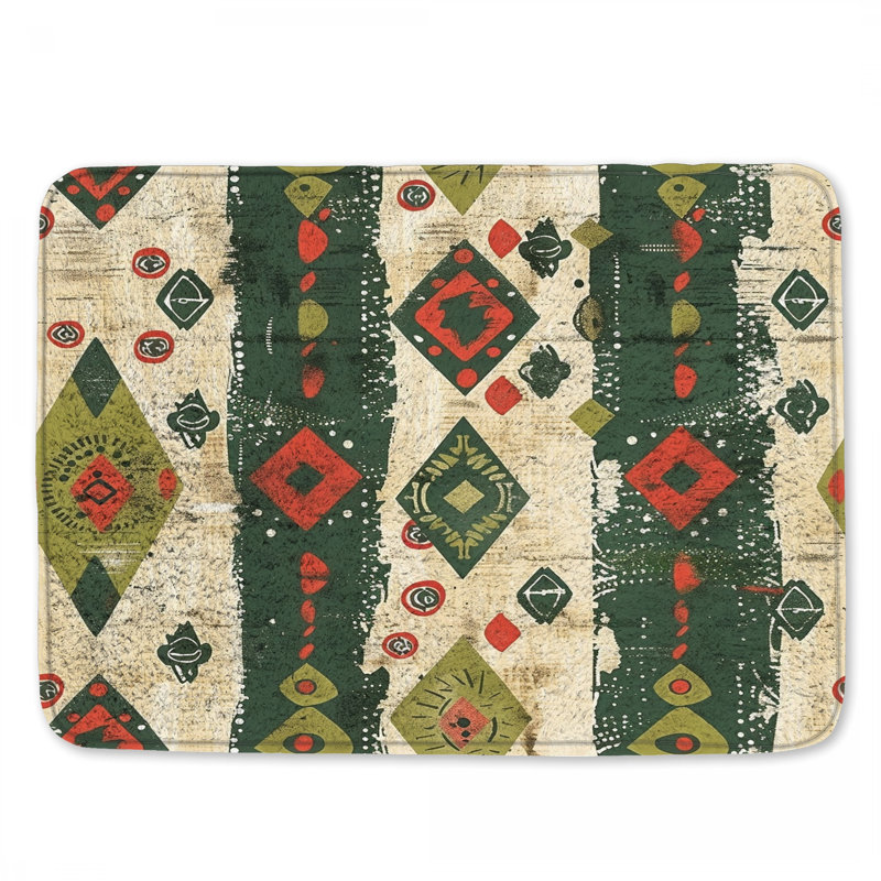 Tapis de bain abstrait géométrique à losanges, L 24 po x L 17 po