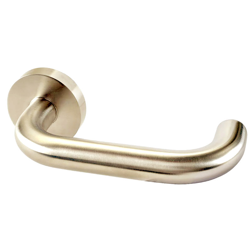 Ensemble Alpine Lever 01 avec rose rond, 2.75", Laiton satiné, Intimité (lit et salle de bain)