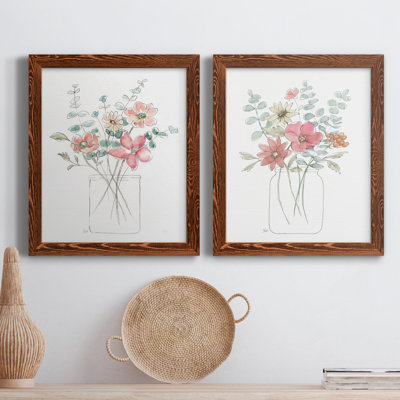 " Whimsical Wildflowers I " 2 - Pieces Painting Print