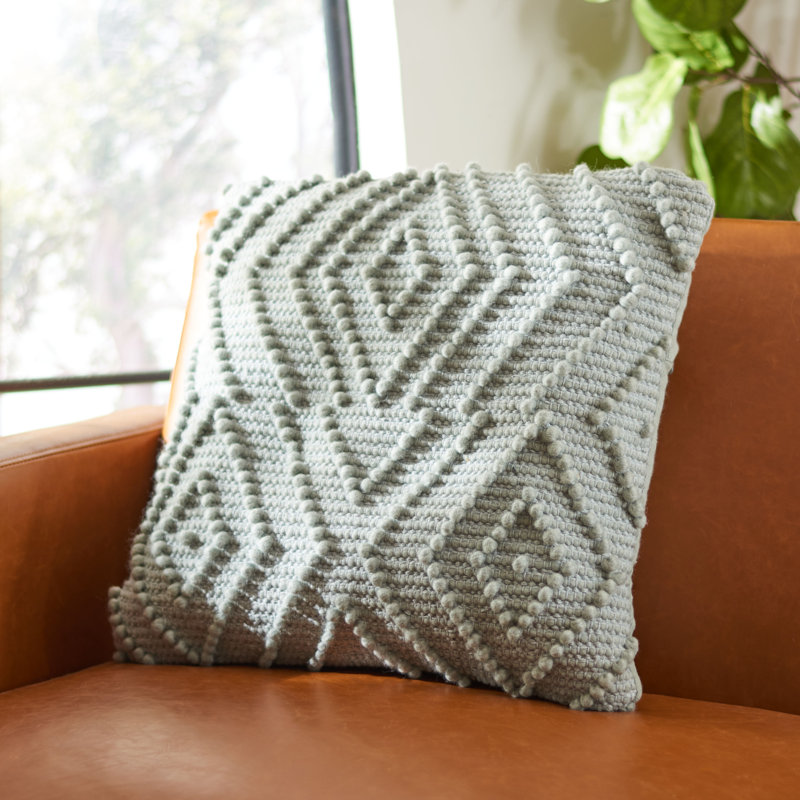 Seafoam Geometric Knit Square Throw Pillow
