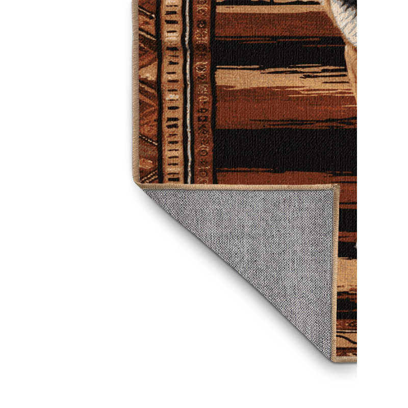 Washable Ethiopian Wolf Wildlife Area Rug, Round 5'
