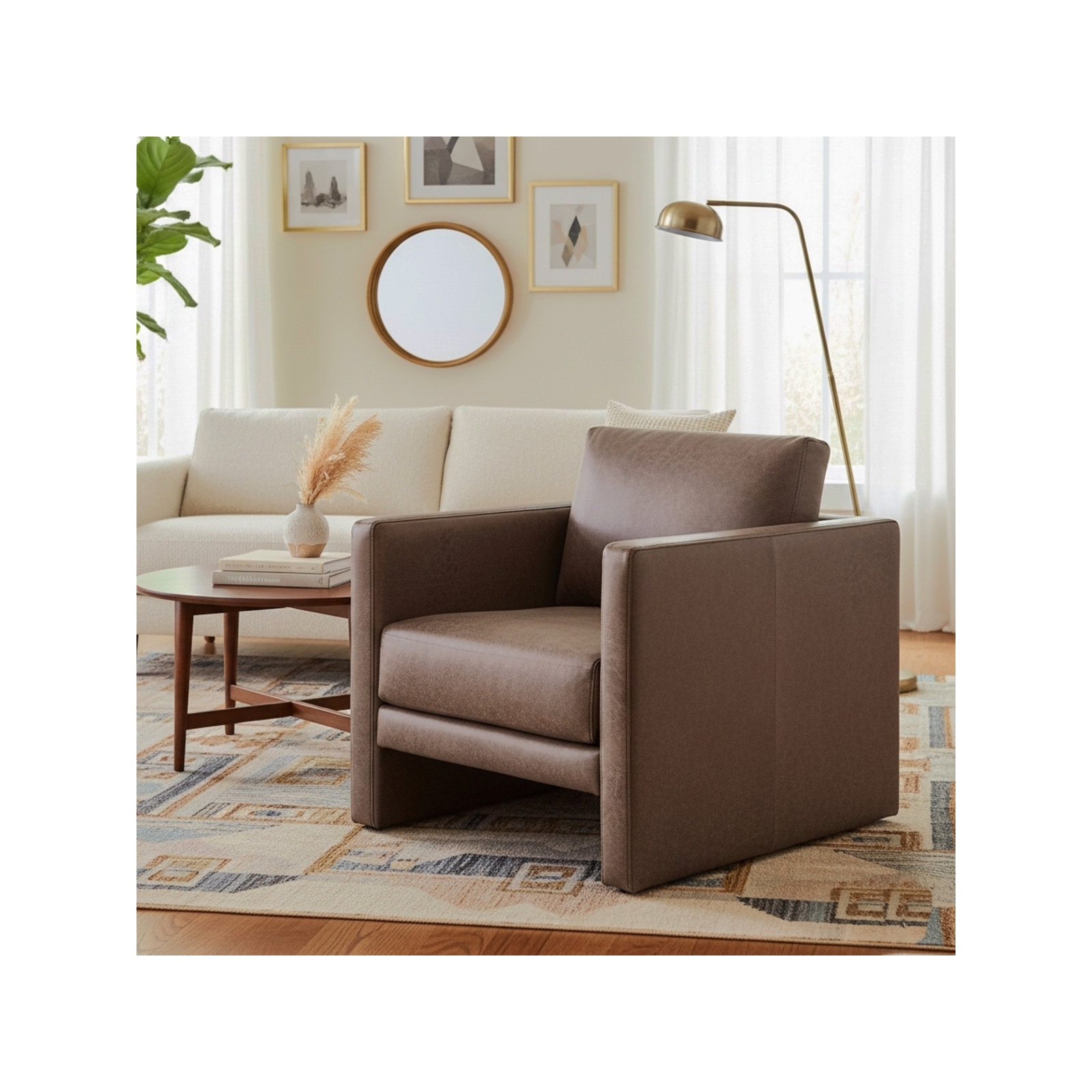 Dayna Vegan Leather Arm Chair, Earth Vegan Leather