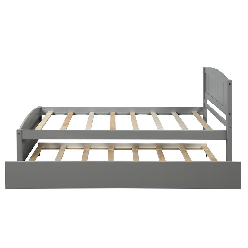 Platform Bed With Trundle, Gray