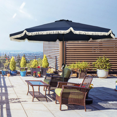 Parasol de patio de 9 pi avec bouton poussoir inclinable et manivelle Outsunny