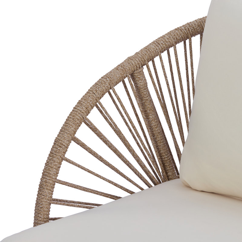 Chaise de patio incurvée en bois d'acacia avec détails en corde et coussin