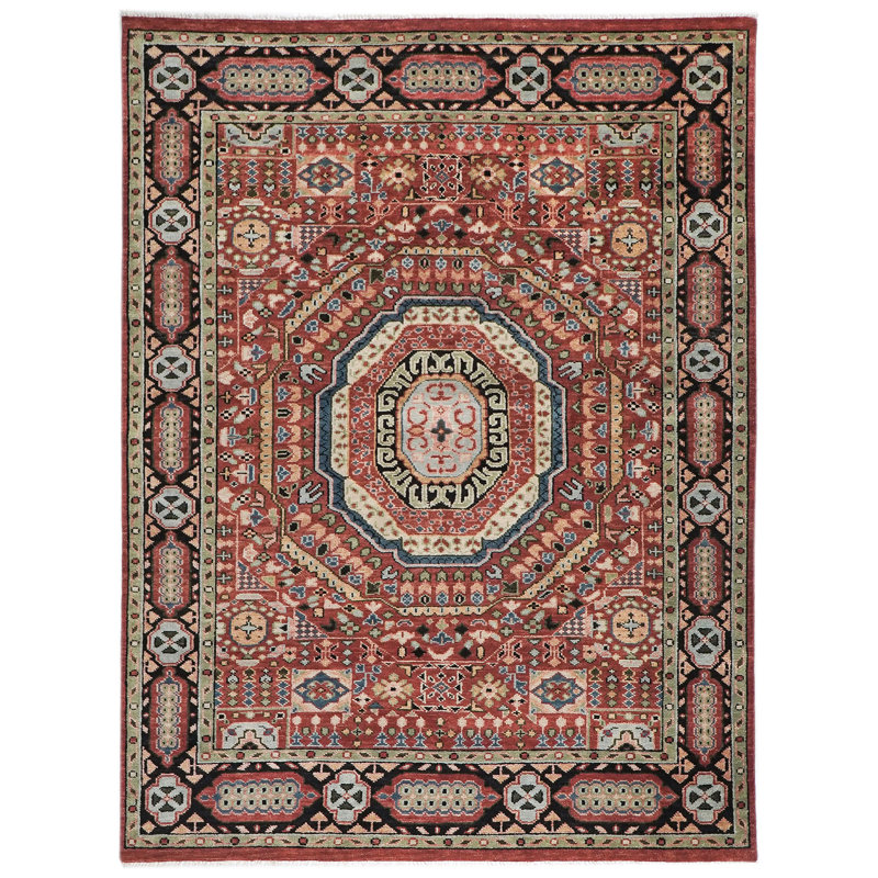 Tapis traditionnel Oushak rouille en laine noué à la main 8 pi 11 po x 12 pi 2 po, Rectangle 8 pi 11 po x 12 pi 2 po