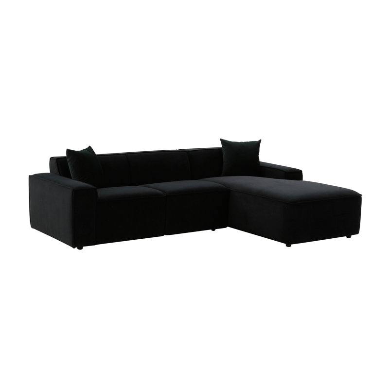 Tov Furniture Olafur Cream Linen Sectional - RAF, Black Linen, Right Hand Facing